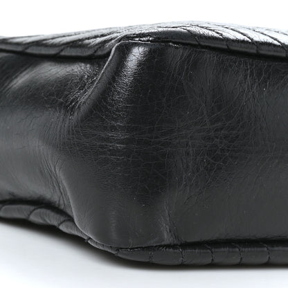 Saint Laurent Cracked Shiny Calfskin Matelasse Monogram Lou Camera Bag Black 7 of 8