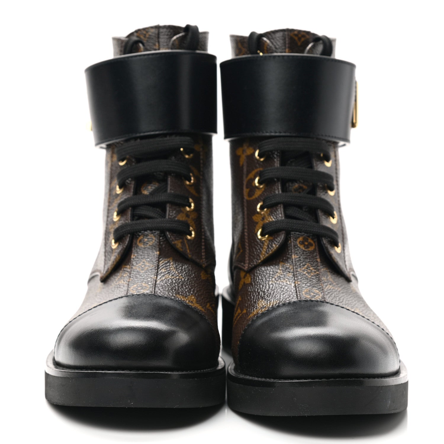 Louis Vuitton Calfskin Monogram Wonderland Flat Ranger Boots 39 Black 2 of 8