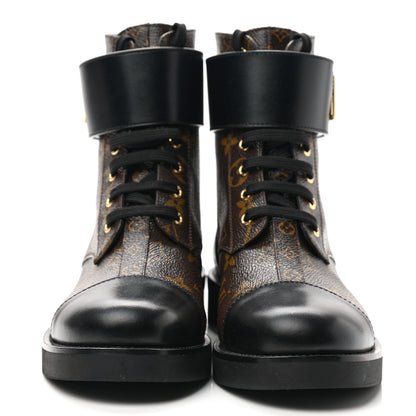 Louis Vuitton Calfskin Monogram Wonderland Flat Ranger Boots 39 Black 2 of 8