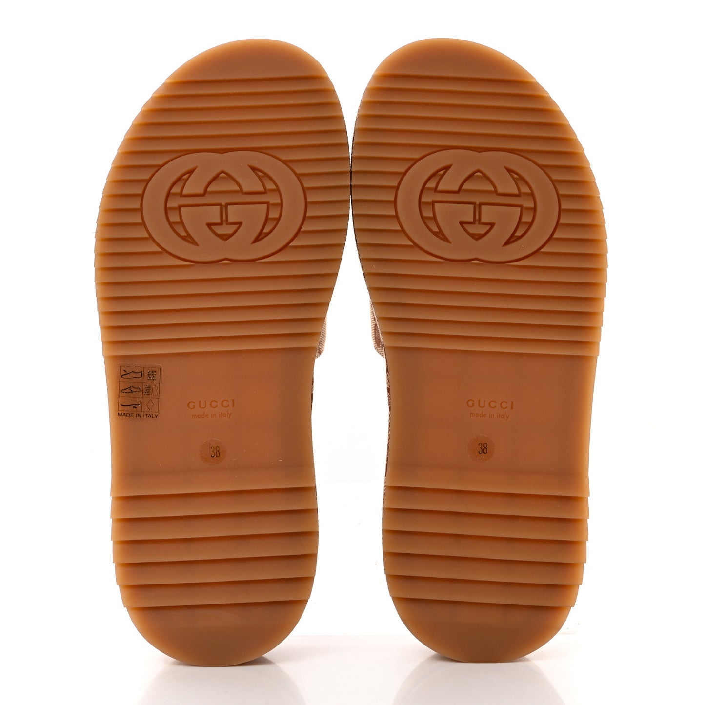 Canvas GG Monogram Angelina Platform Slide Sandals 38 Beige Ruggine