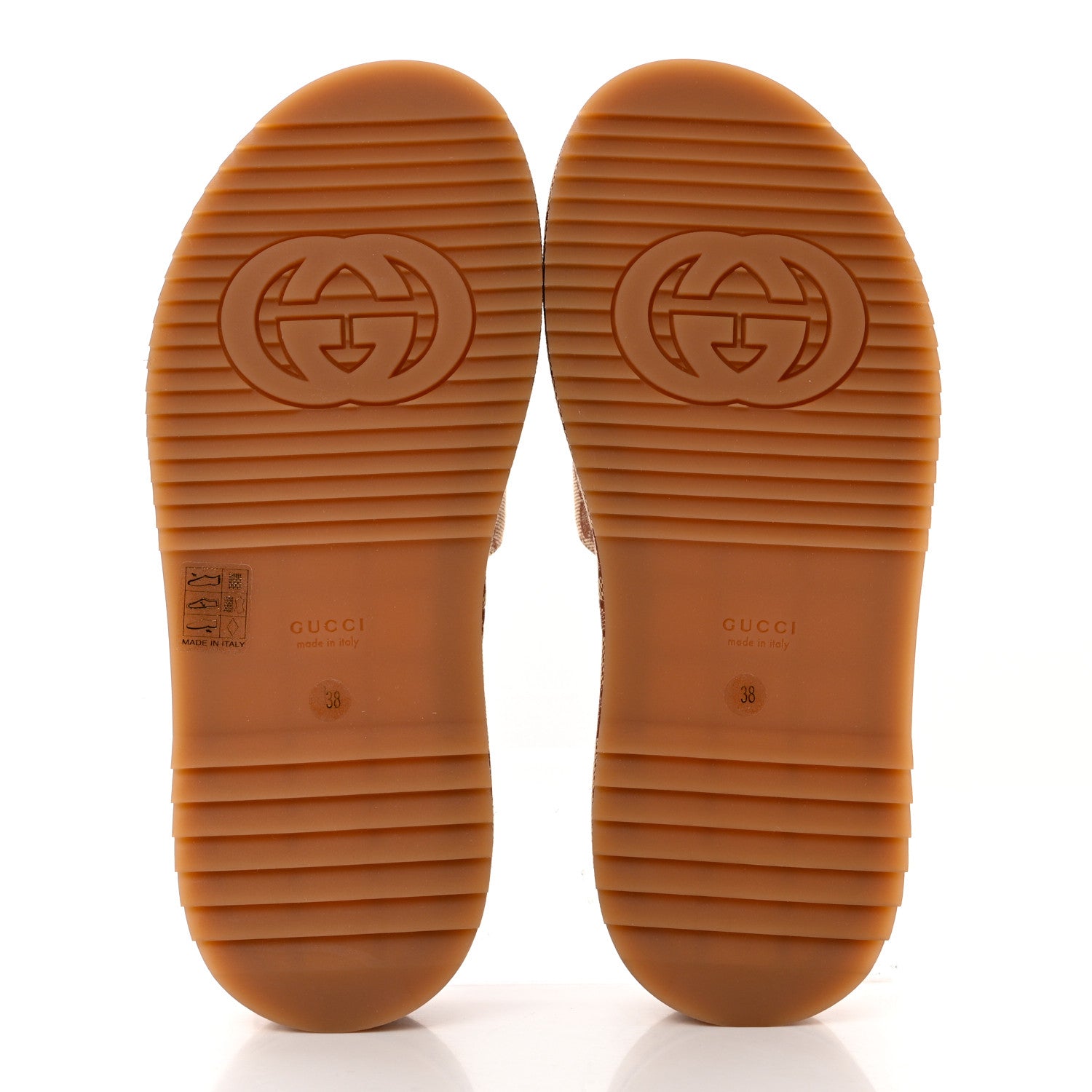 Gucci Canvas GG Monogram Angelina Platform Slide Sandals 38 Beige Ruggine 5 of 8