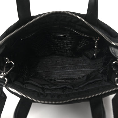 Prada Re-Nylon Nappa Triangle Quilted Padded Double Handled Zip Pocket Tote Black 5 of 9