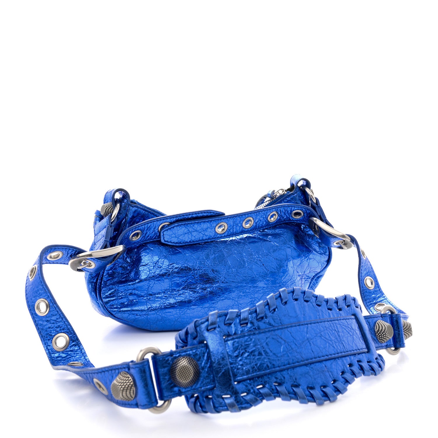 Balenciaga Metallic Arena Agneau Le Cagole Shoulder Bag XS Blue 4 of 13