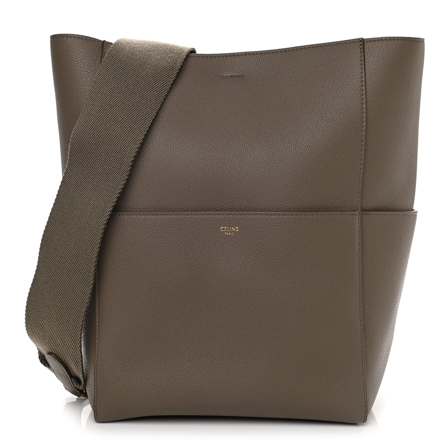 Soft Grained Calfskin Sangle Bucket Bag Taupe