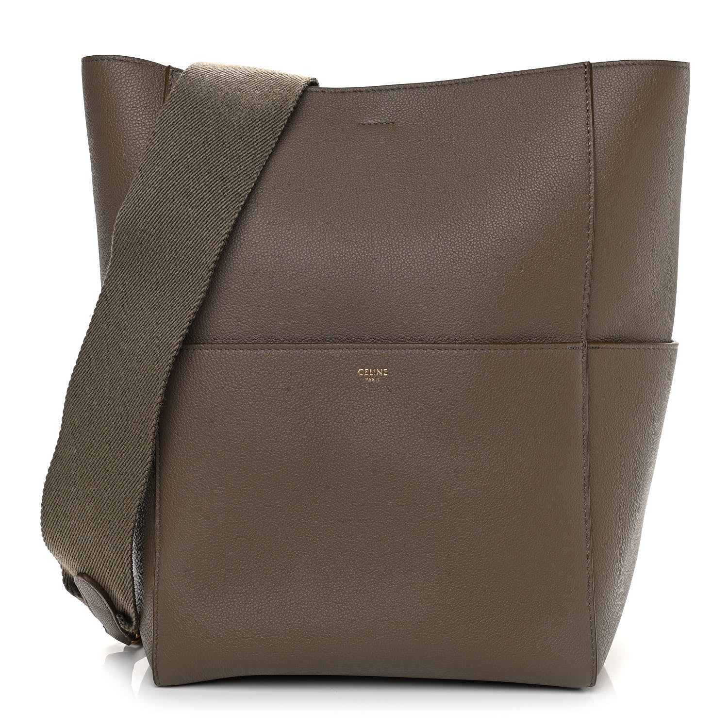Celine Soft Grained Calfskin Sangle Bucket Bag Taupe 1 of 9