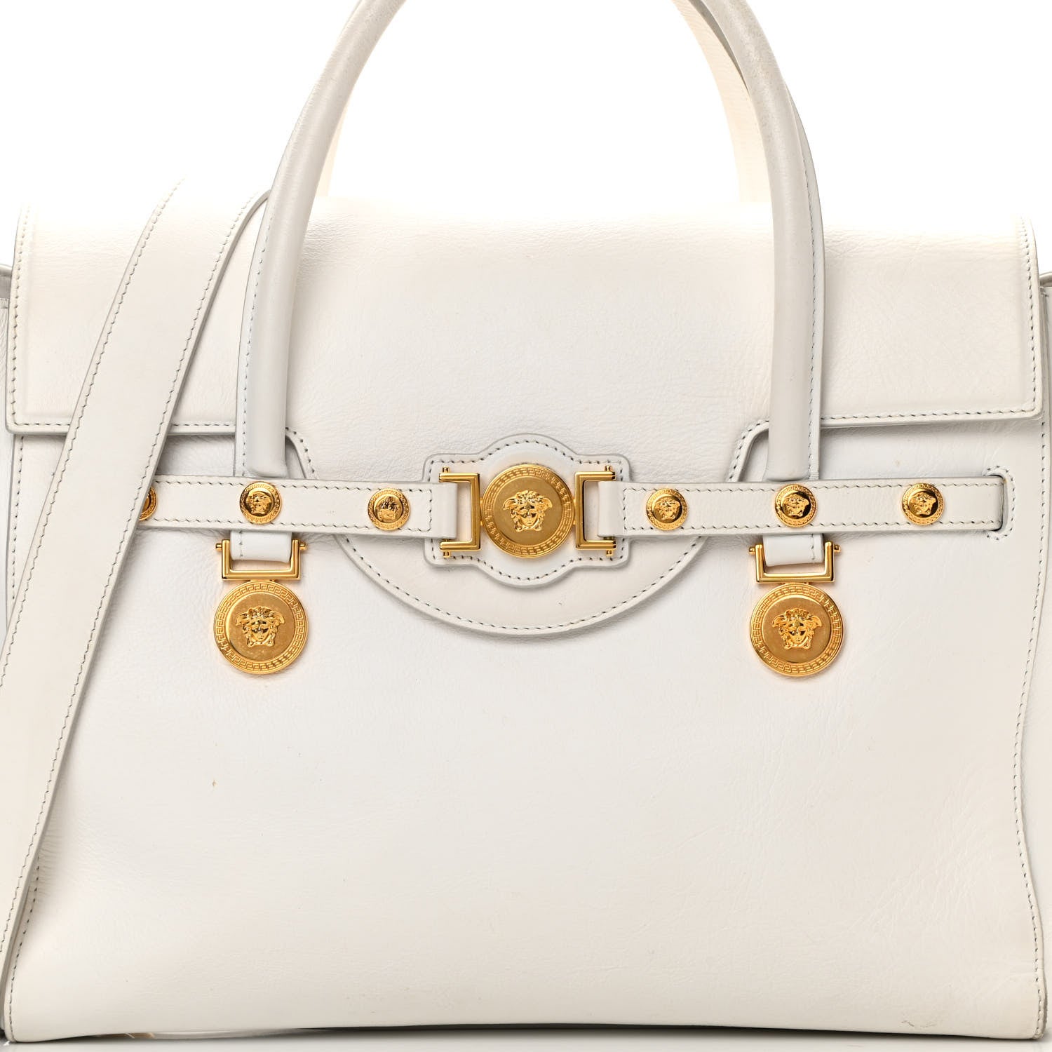 Versace Vitello Calfskin Large Signature Tote White 7 of 16