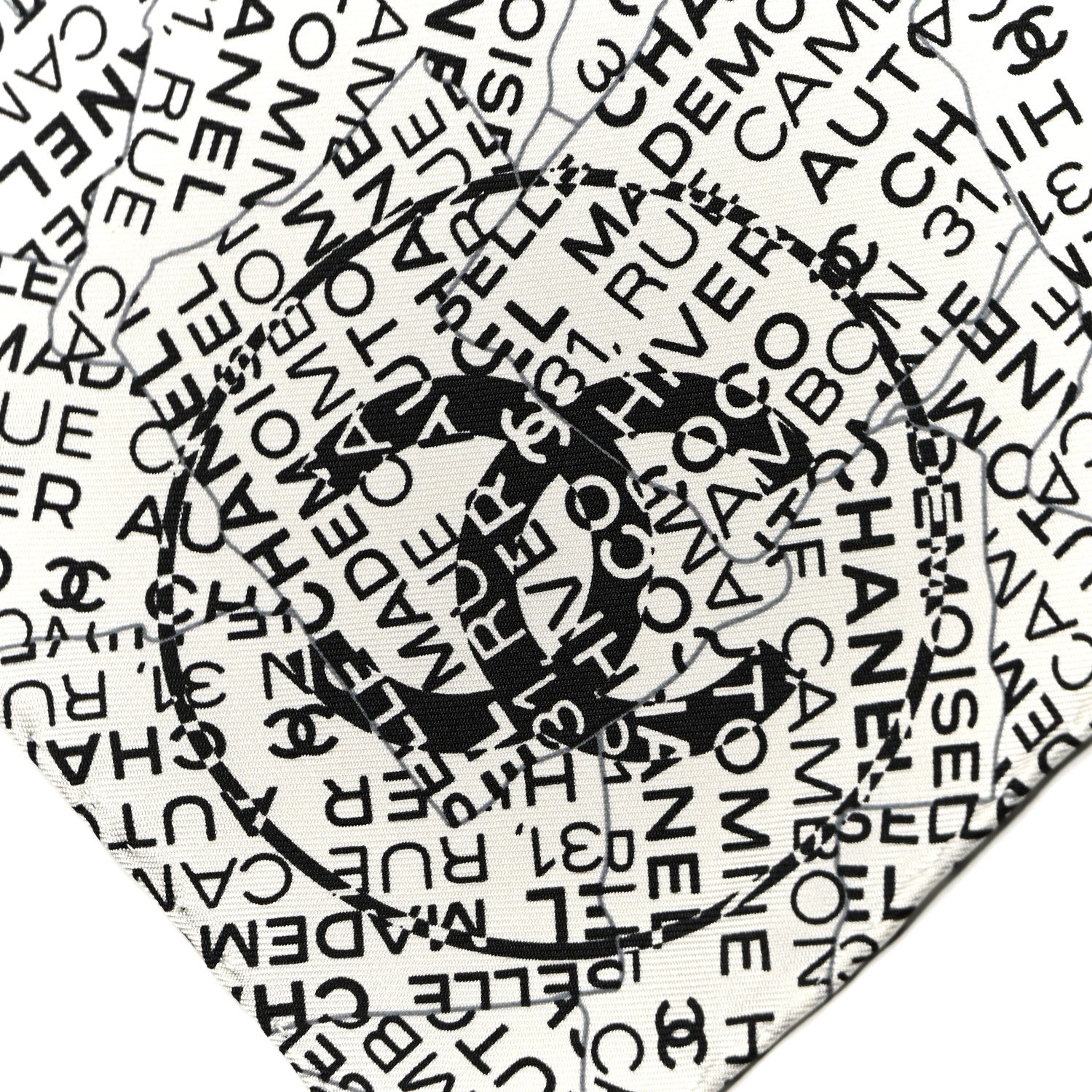 Chanel Silk CC Logo Scarf Black White 3 of 3