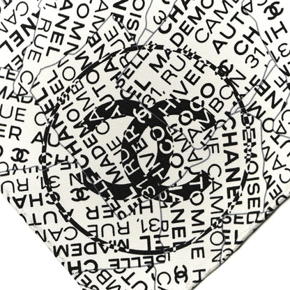 Chanel Silk CC Logo Scarf Black White 3 of 3