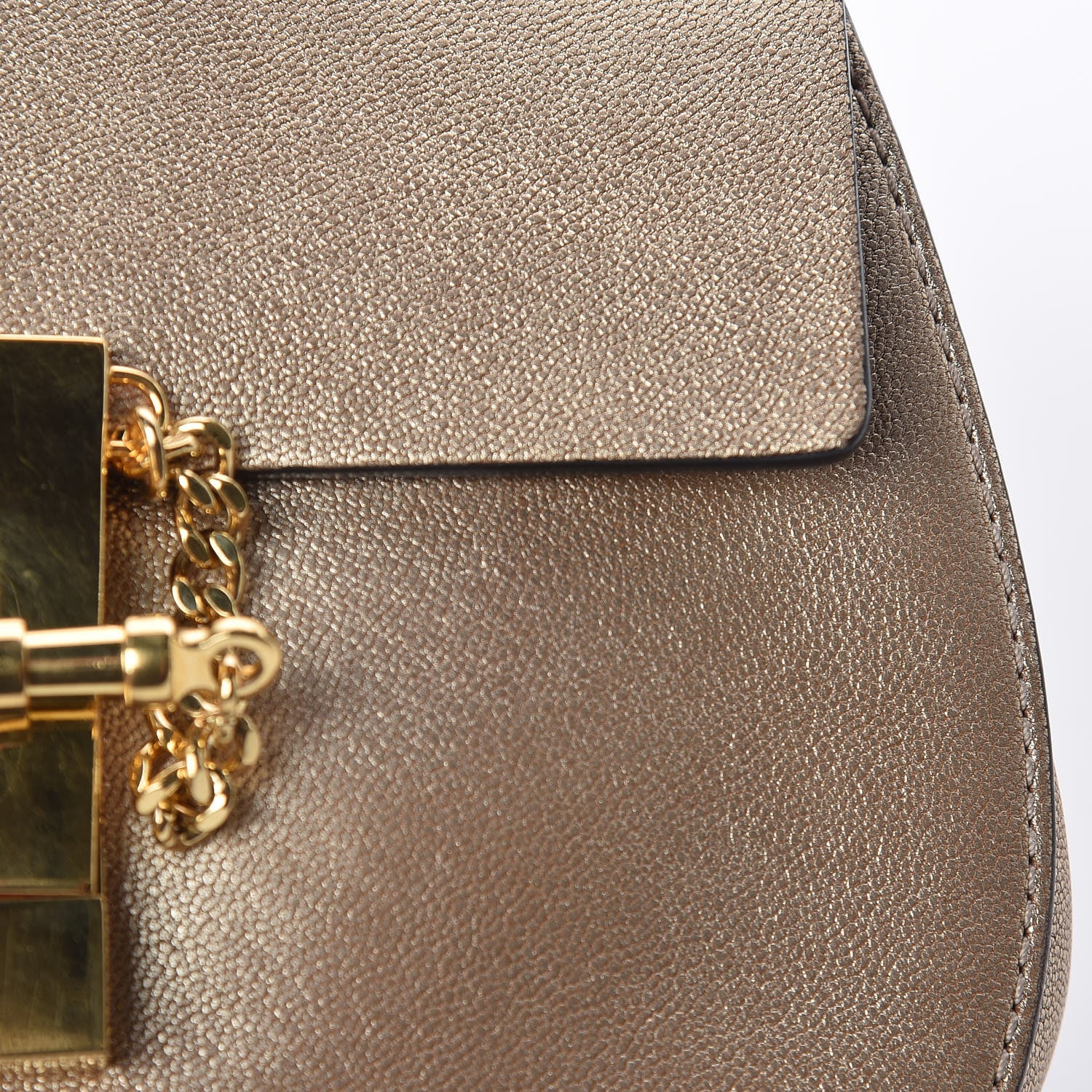 Chloe Metallic Goatskin Mini Drew Shoulder Bag Abstract Gold 7 of 9