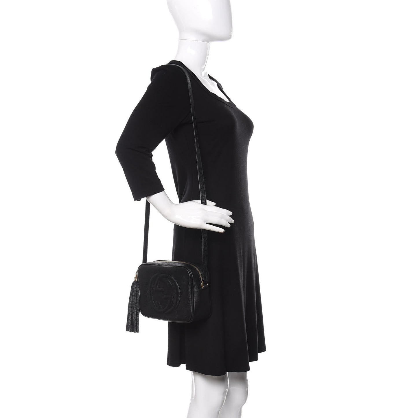 Pebbled Calfskin Small Soho Disco Bag Black