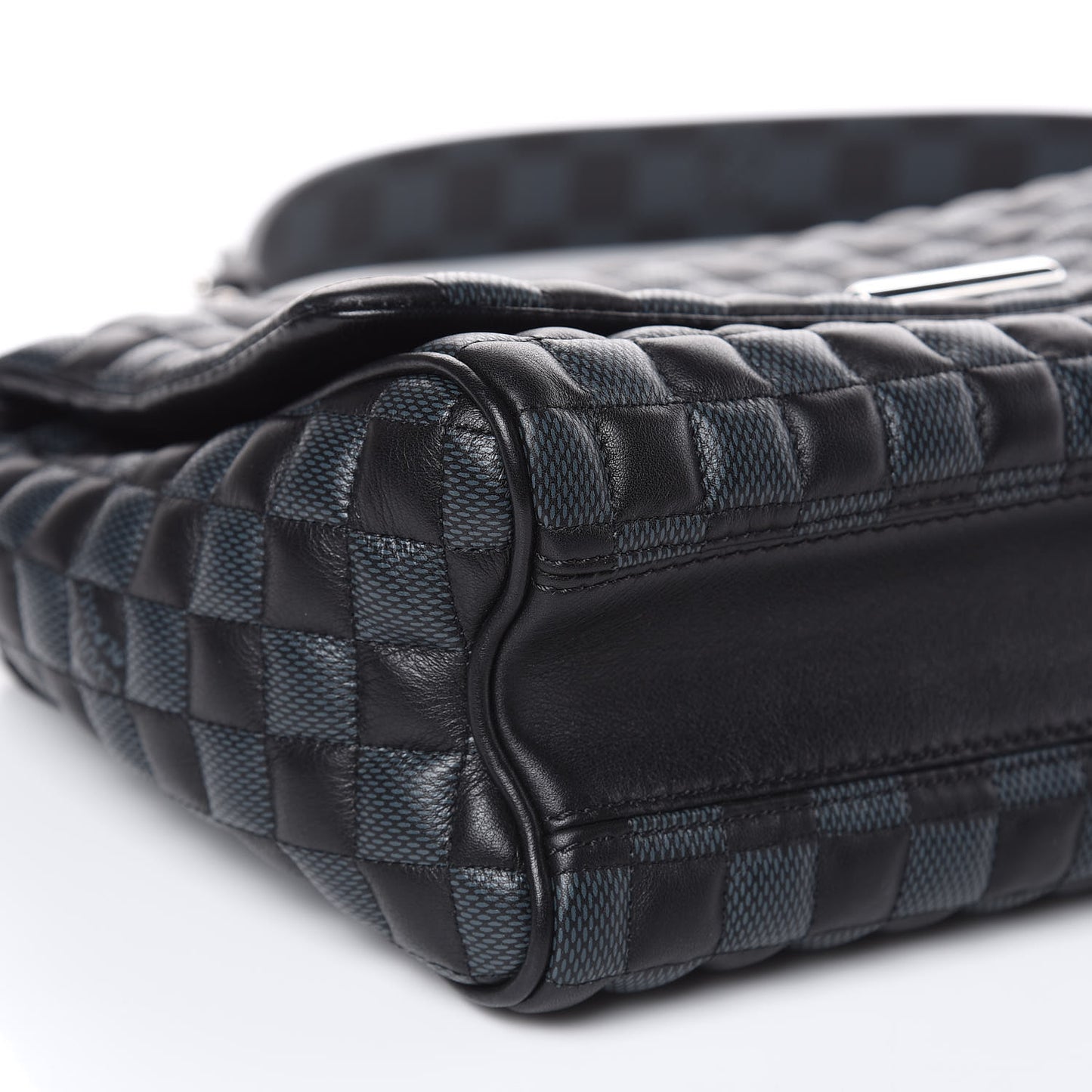 Calfskin Quilted Damier Twist MM Black Anthracite