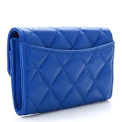 Chanel Caviar Quilted Flap Card Holder Wallet Blue 3 of 7