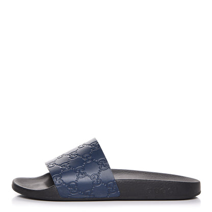 Gucci Guccissima Signature Slide Sandals 39 Blue 1 of 15