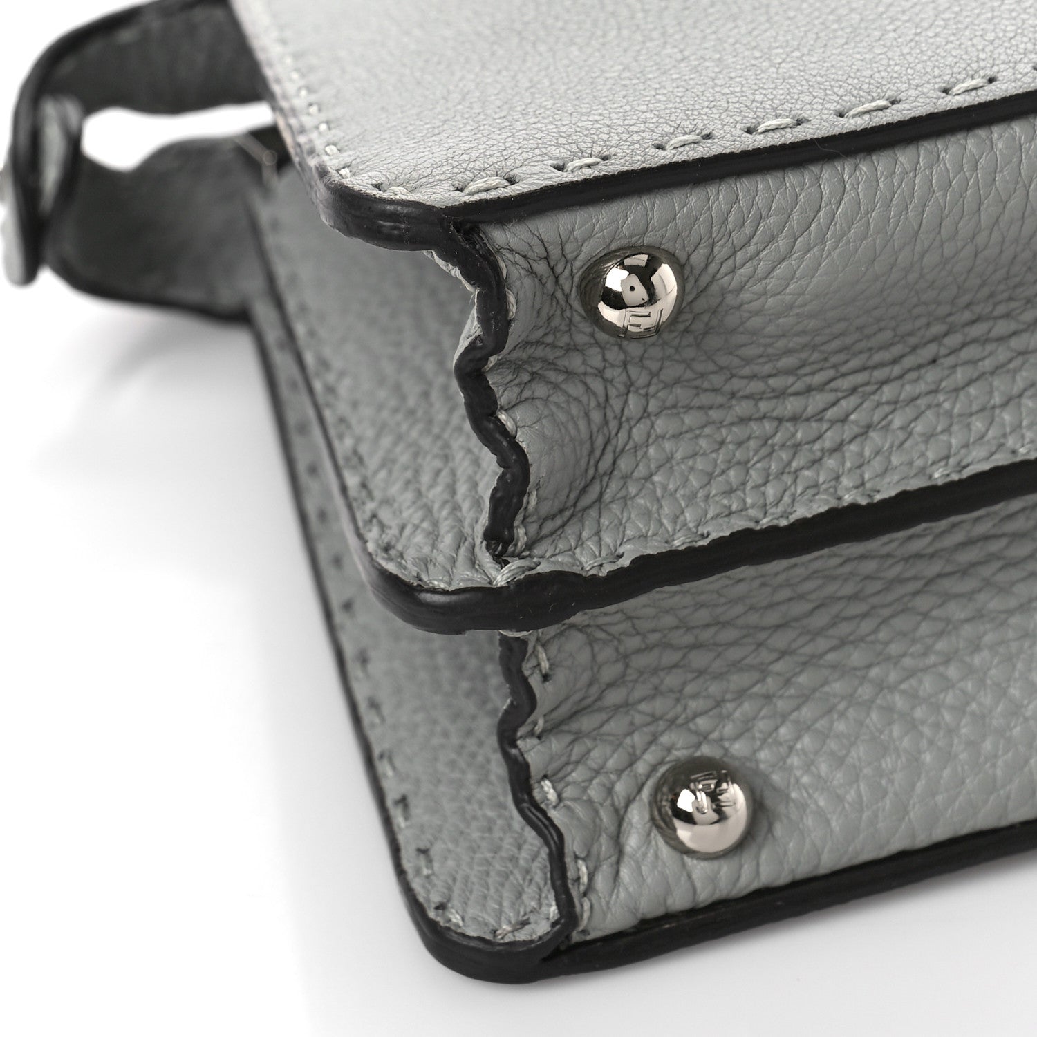 Fendi Cuoio Romano Selleria Bi-Color Small Peekaboo I SEE U Satchel Ghiaccio Asfalto 6 of 7