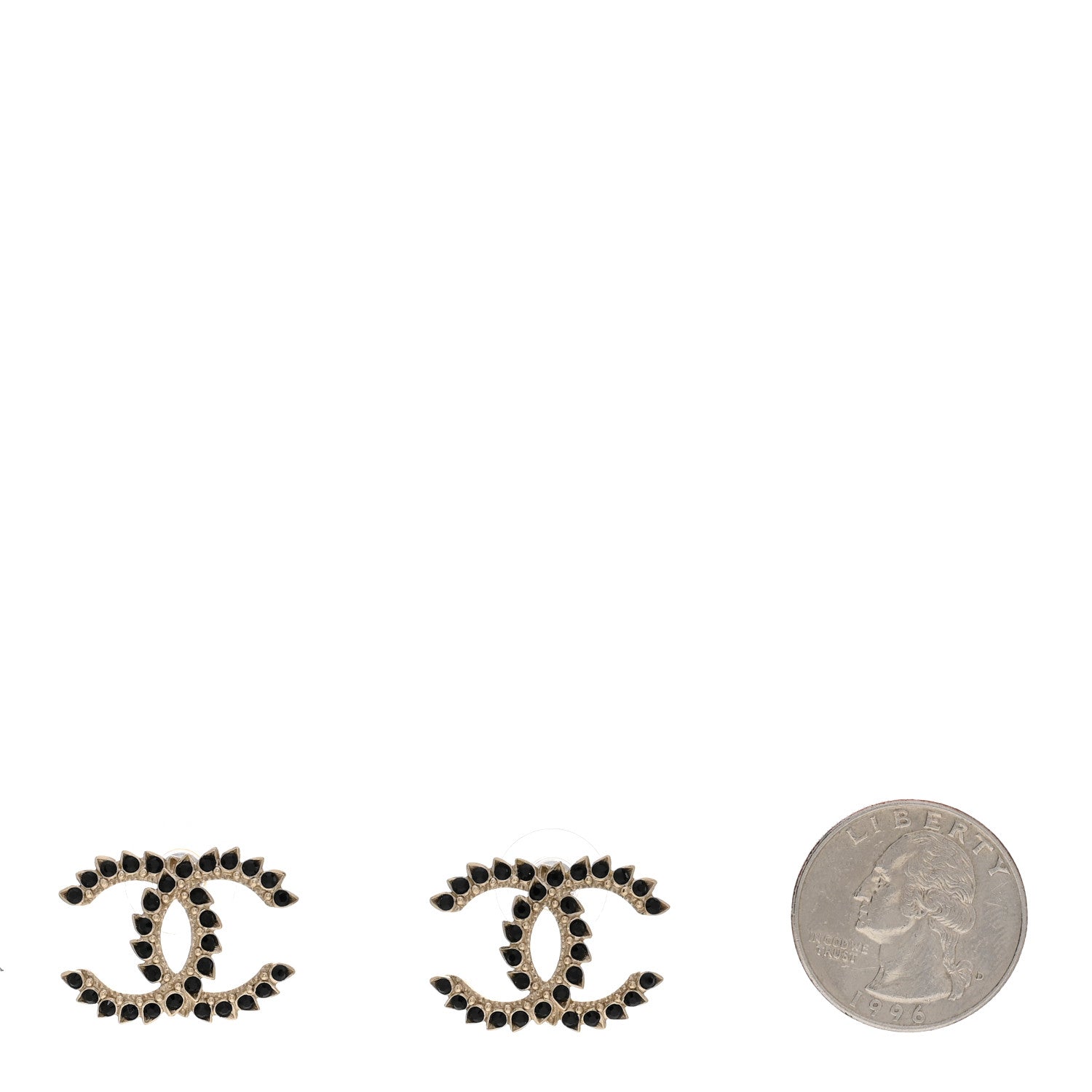 Chanel Strass Crystal Dazzling Wheat CC Earrings Black Gold 2 of 5