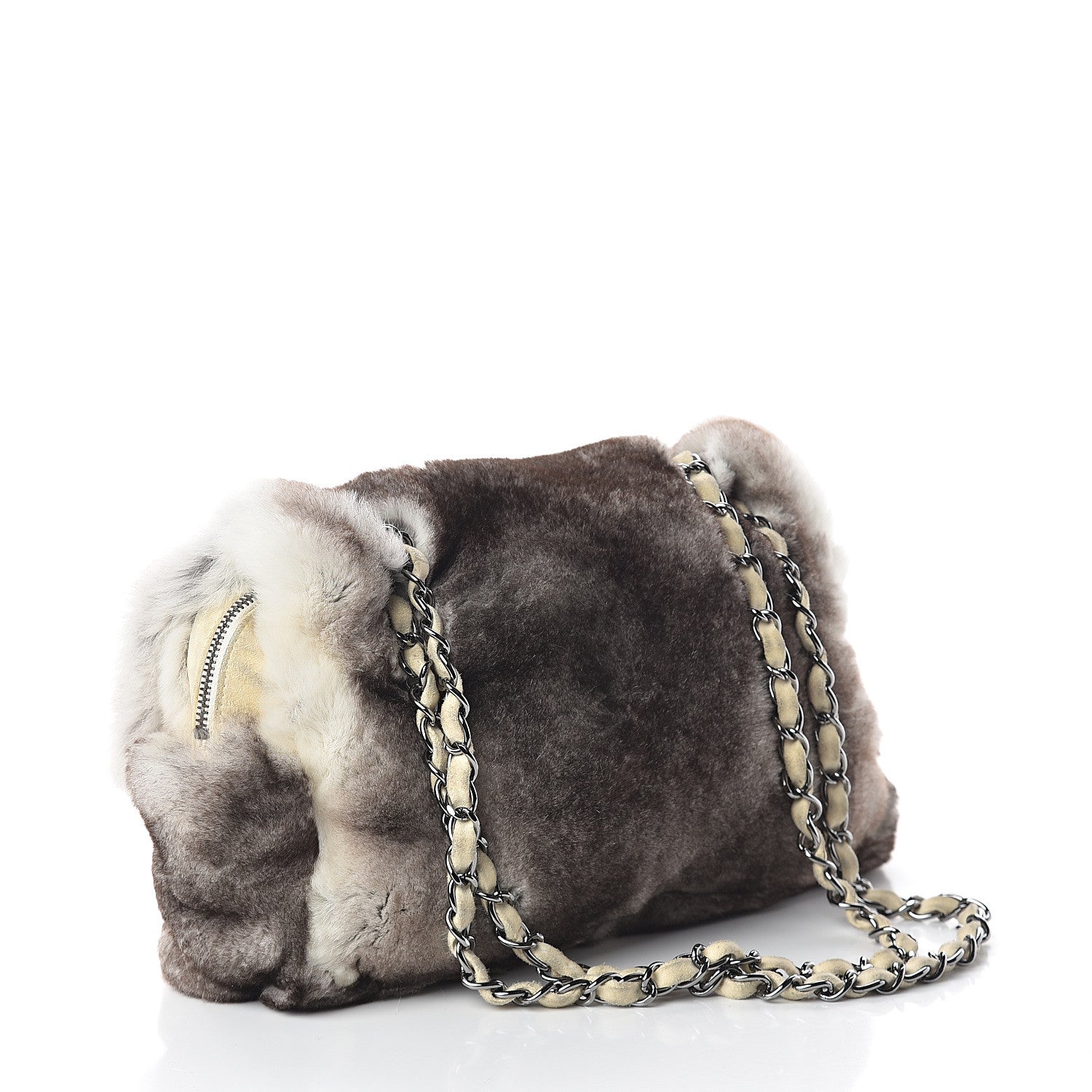 Chanel Rabbit Fur CC Medium Flap Bag Brown 2 of 9