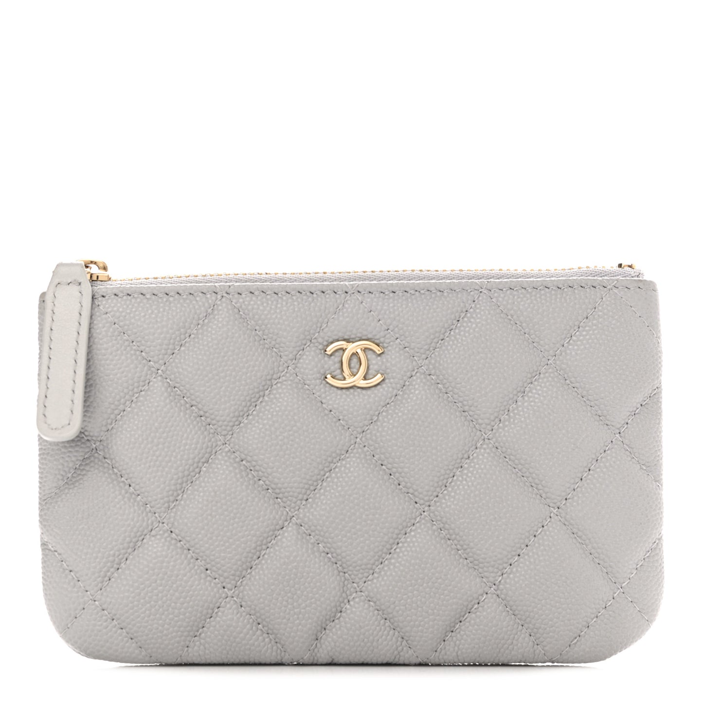 Caviar Quilted Small Cosmetic Case Grey