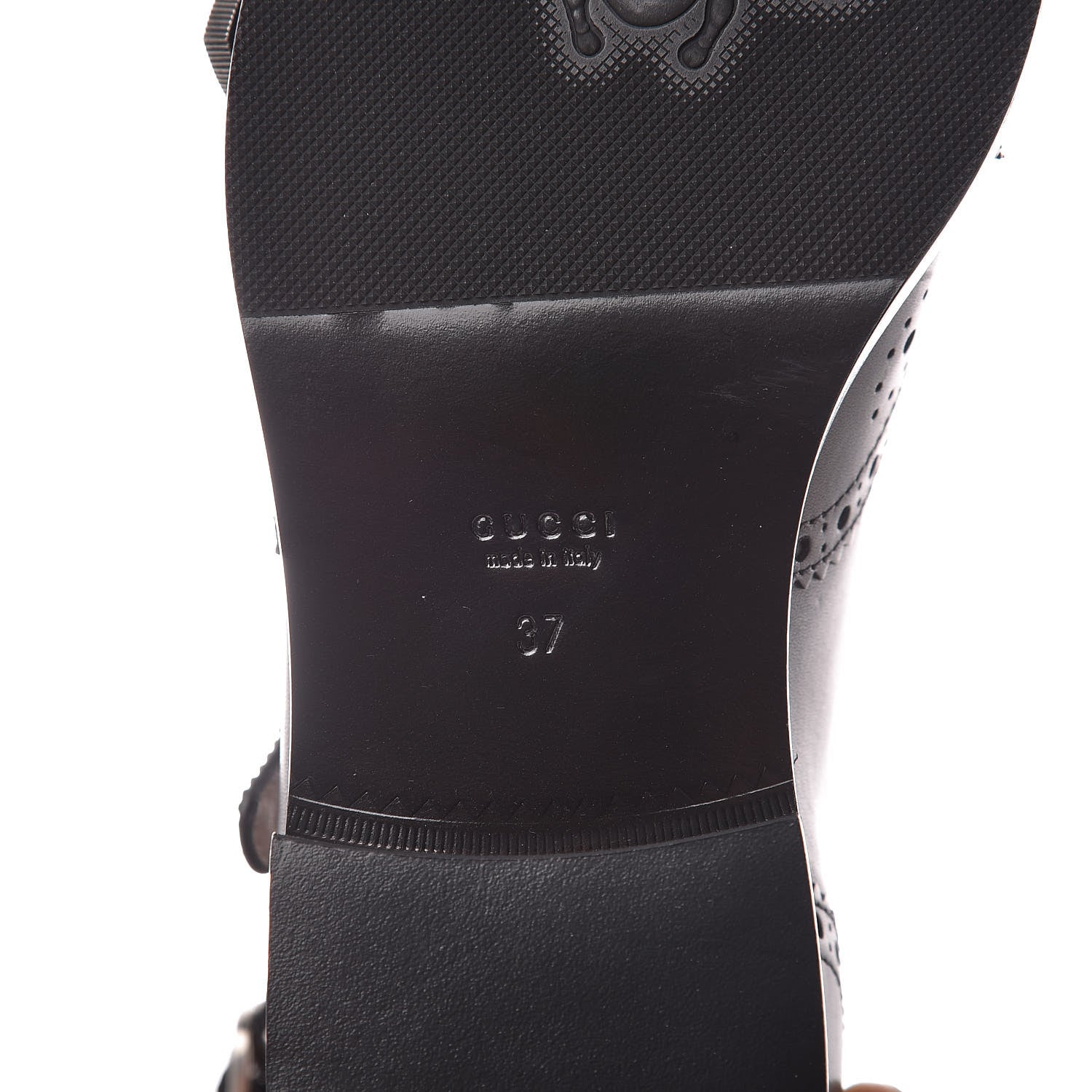 Gucci Calfskin Queercore Brogue Knee High Boots 37 Black 7 of 8