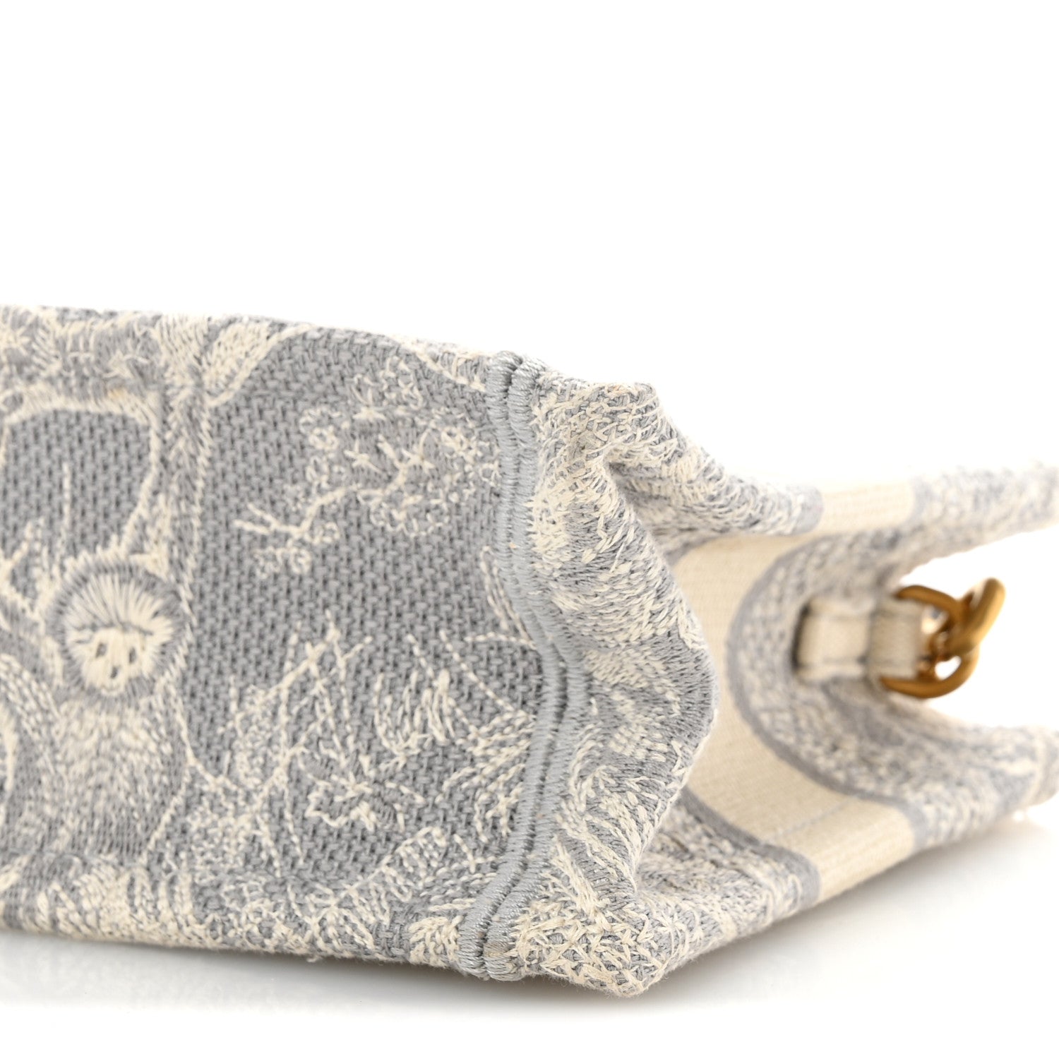 Christian Dior Canvas Embroidered Toile De Jouy Reverse Mini Book Tote With Strap Grey 10 of 14