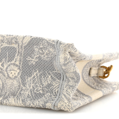 Christian Dior Canvas Embroidered Toile De Jouy Reverse Mini Book Tote With Strap Grey 10 of 14
