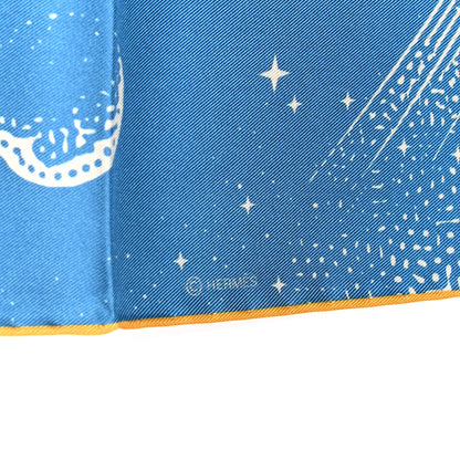Hermes Silk Clair De Lune Double Face Scarf 90 Black Jaune D'Or Bleu 5 of 9