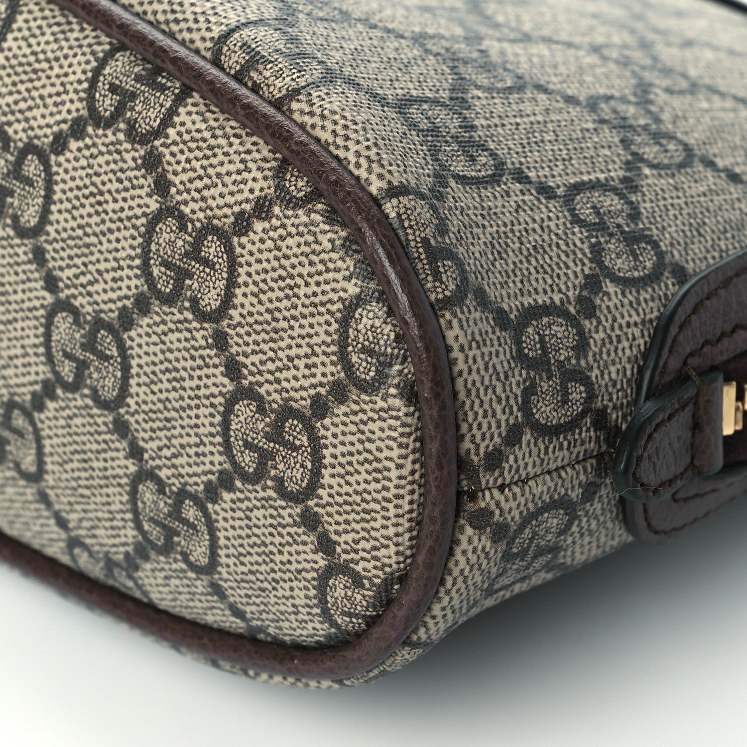 Gucci GG Supreme Monogram Textured Calfskin Web Large Ophidia Cosmetic Case Beige Ebony New Acero 10 of 10