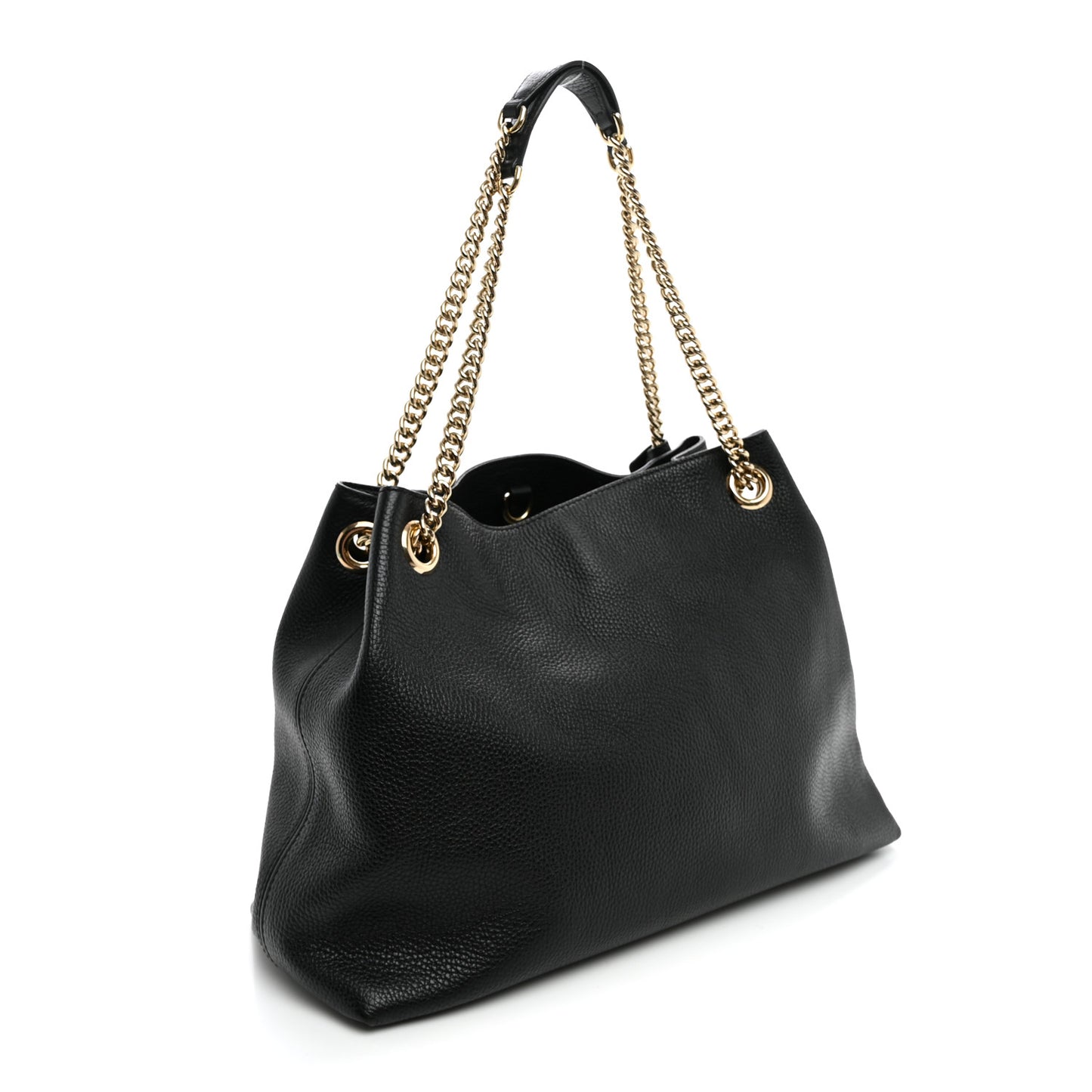 Pebbled Calfskin Medium Soho Chain Shoulder Bag Black