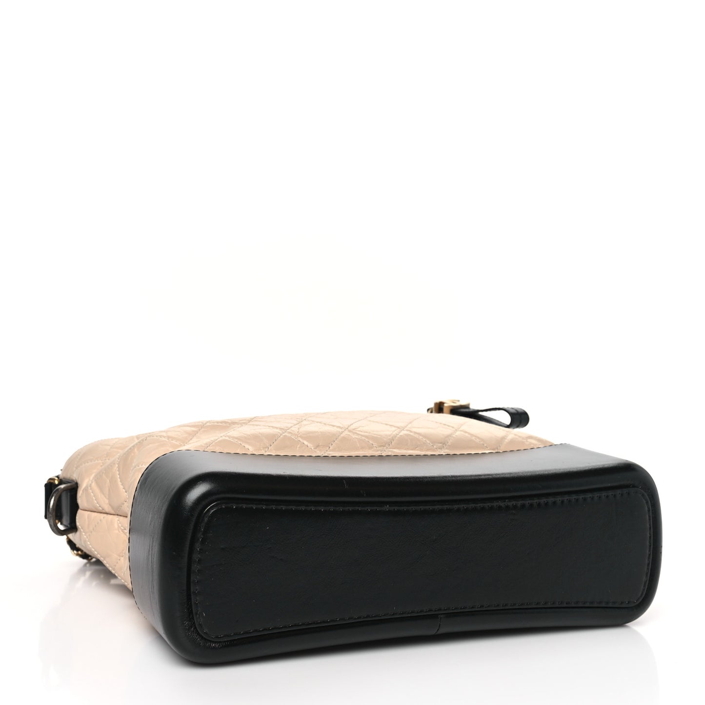 Aged Calfskin Quilted Large Gabrielle Hobo Beige Black