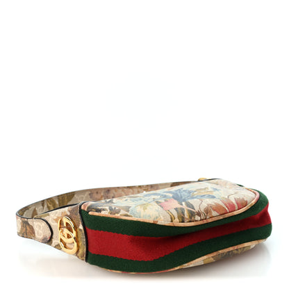 Gucci GG Supreme Monogram Water Flora Web Mini Ophidia Half Moon Hobo Beige White Multicolor 4 of 11
