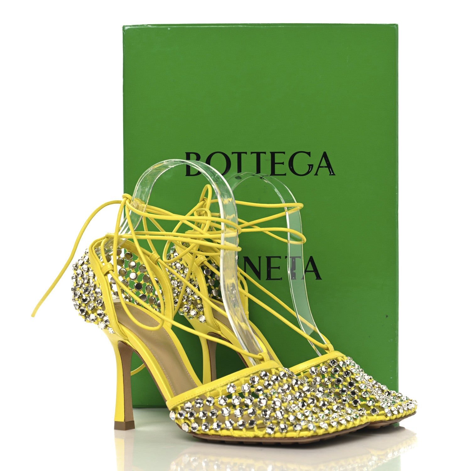 Bottega Veneta Mesh Nappa Crystal Embellished Sparkle Stretch Ankle Tie Sandals 36 36 Light House 9 of 9