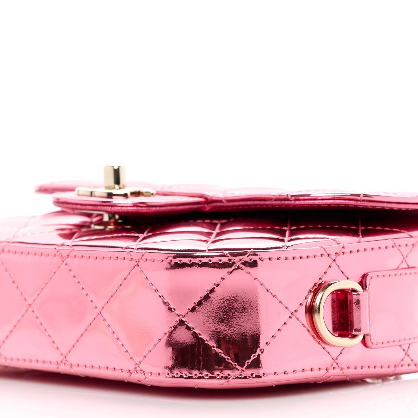 Mirror Calfskin Metallic Lambskin Quilted Hollywood Boulevard Mini Flap With Star Coin Purse Pink