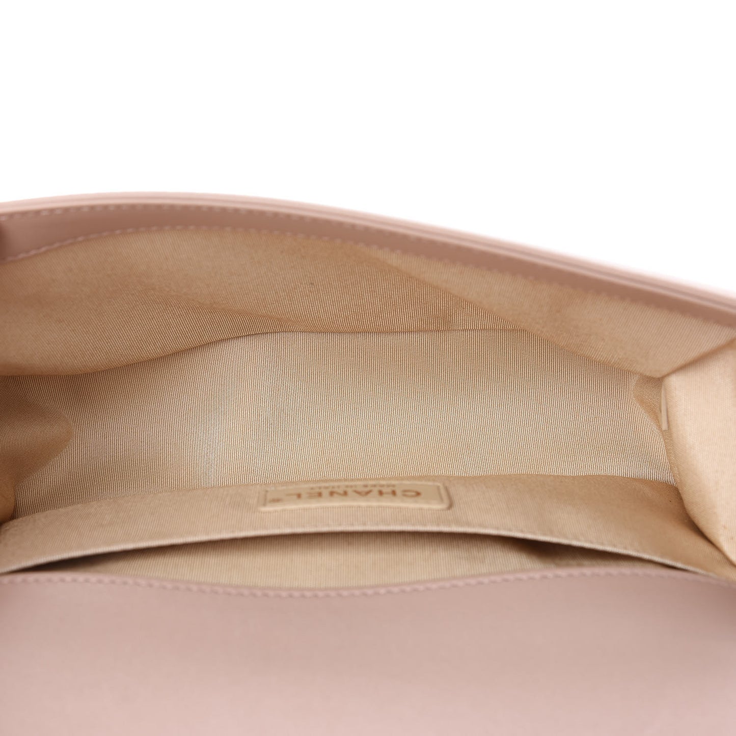 Lambskin Chevron Chain Stitched Medium Boy Flap Beige