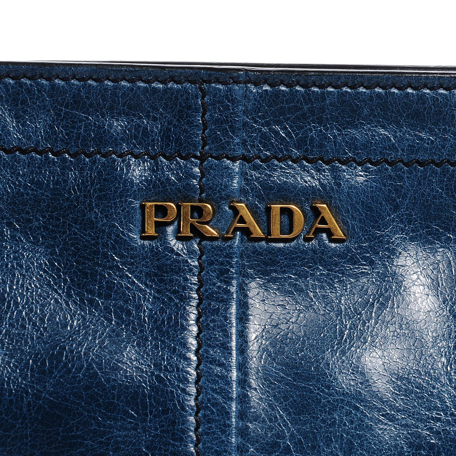Prada Vitello Shine Clutch Bag Denim 5 of 8
