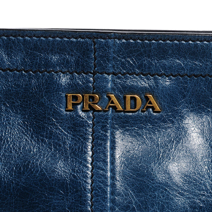 Prada Vitello Shine Clutch Bag Denim 5 of 8