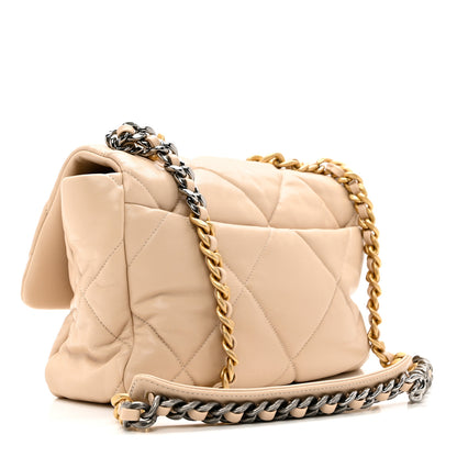 Chanel Lambskin Quilted Large Chanel 19 Flap Light Beige 3 of 9