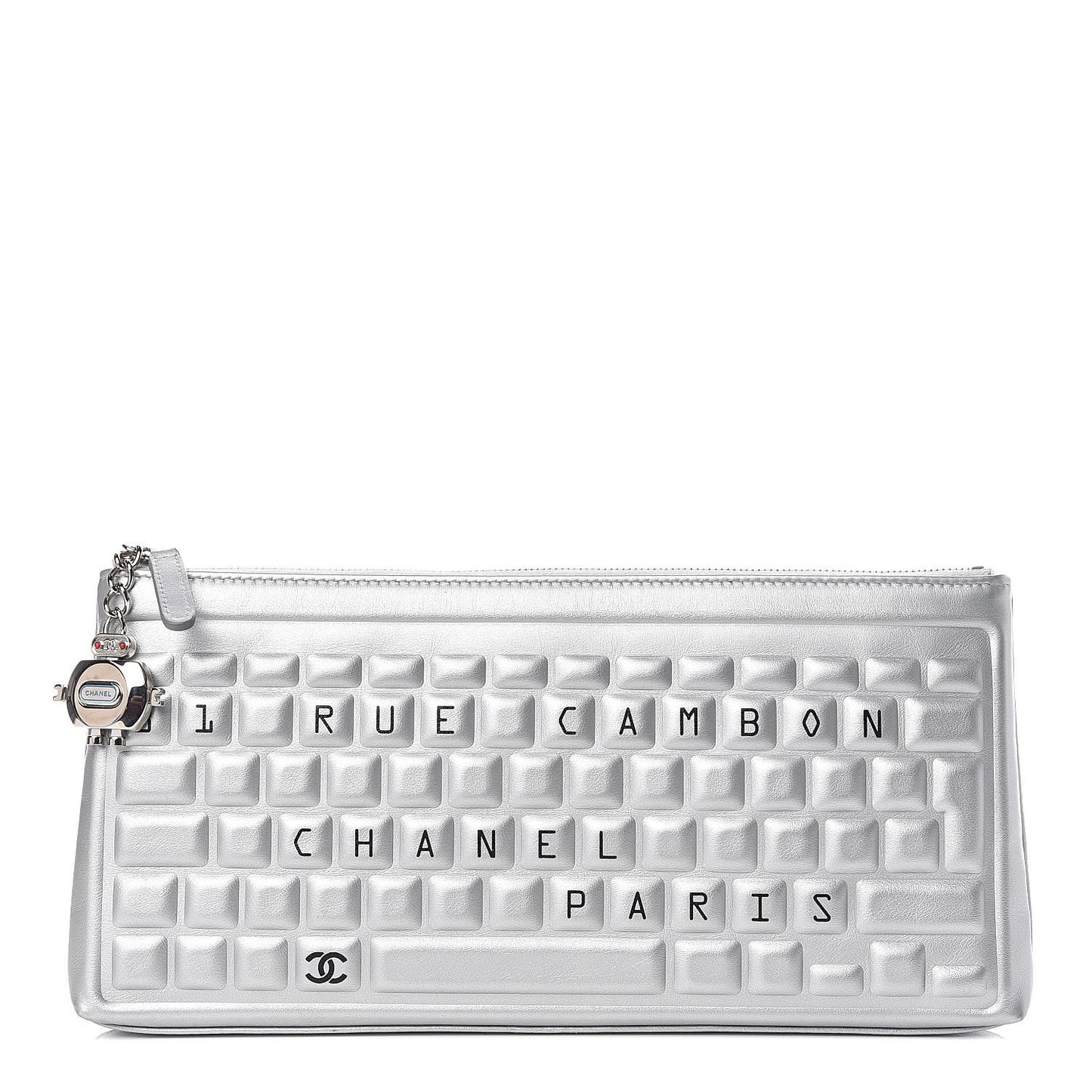 Metallic Calfskin Keyboard Pouch Silver