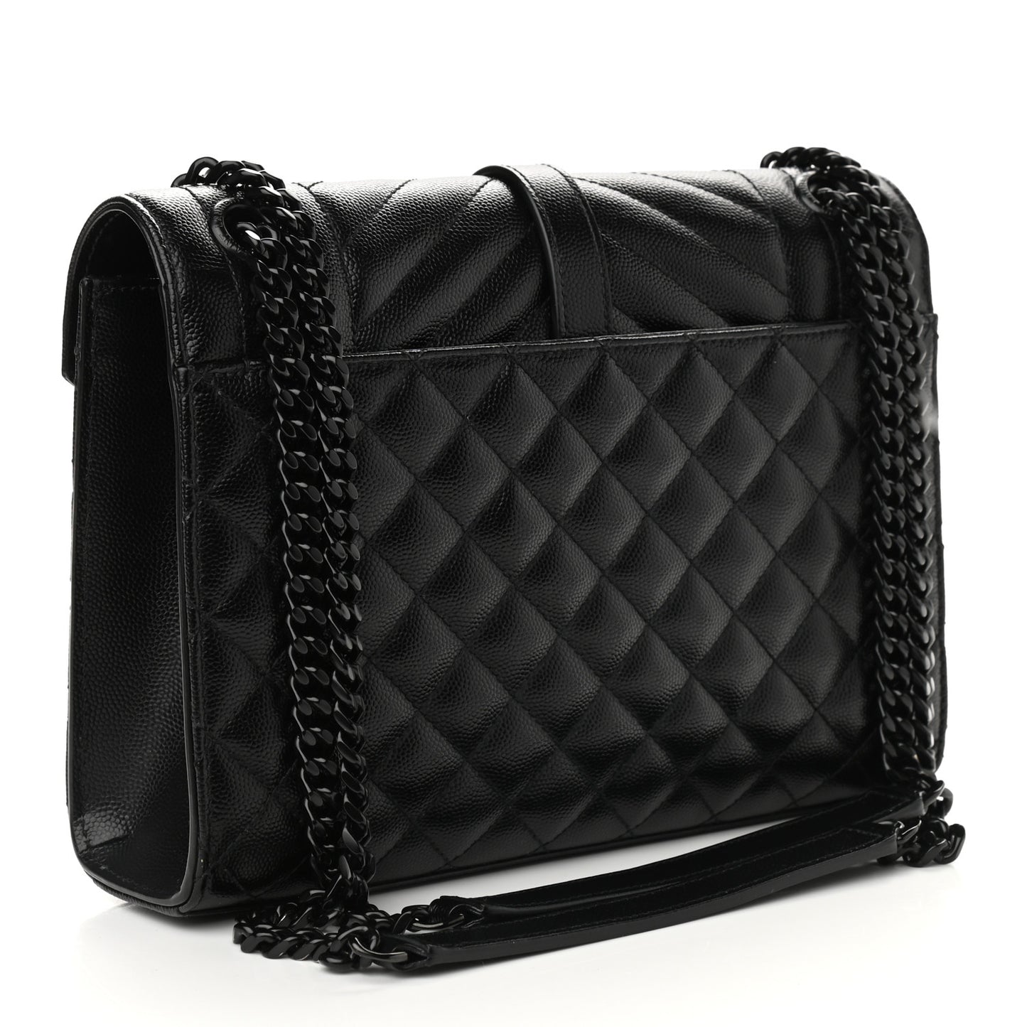 Grain De Poudre Textured Mixed Matelasse Triquilt Medium Monogram Satchel Black