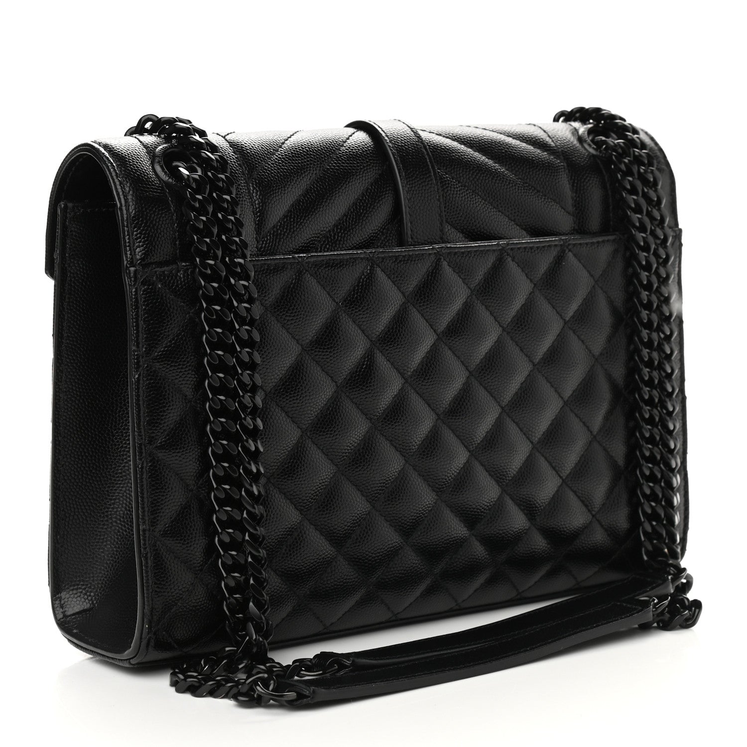 Saint Laurent Grain De Poudre Textured Mixed Matelasse Triquilt Medium Monogram Satchel Black 3 of 8