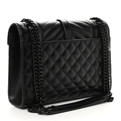 Saint Laurent Grain De Poudre Textured Mixed Matelasse Triquilt Medium Monogram Satchel Black 3 of 8