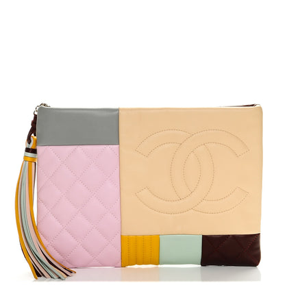 Chanel Lambskin Patchwork Medium Cosmetic Case Multicolor Burgundy 1 of 7