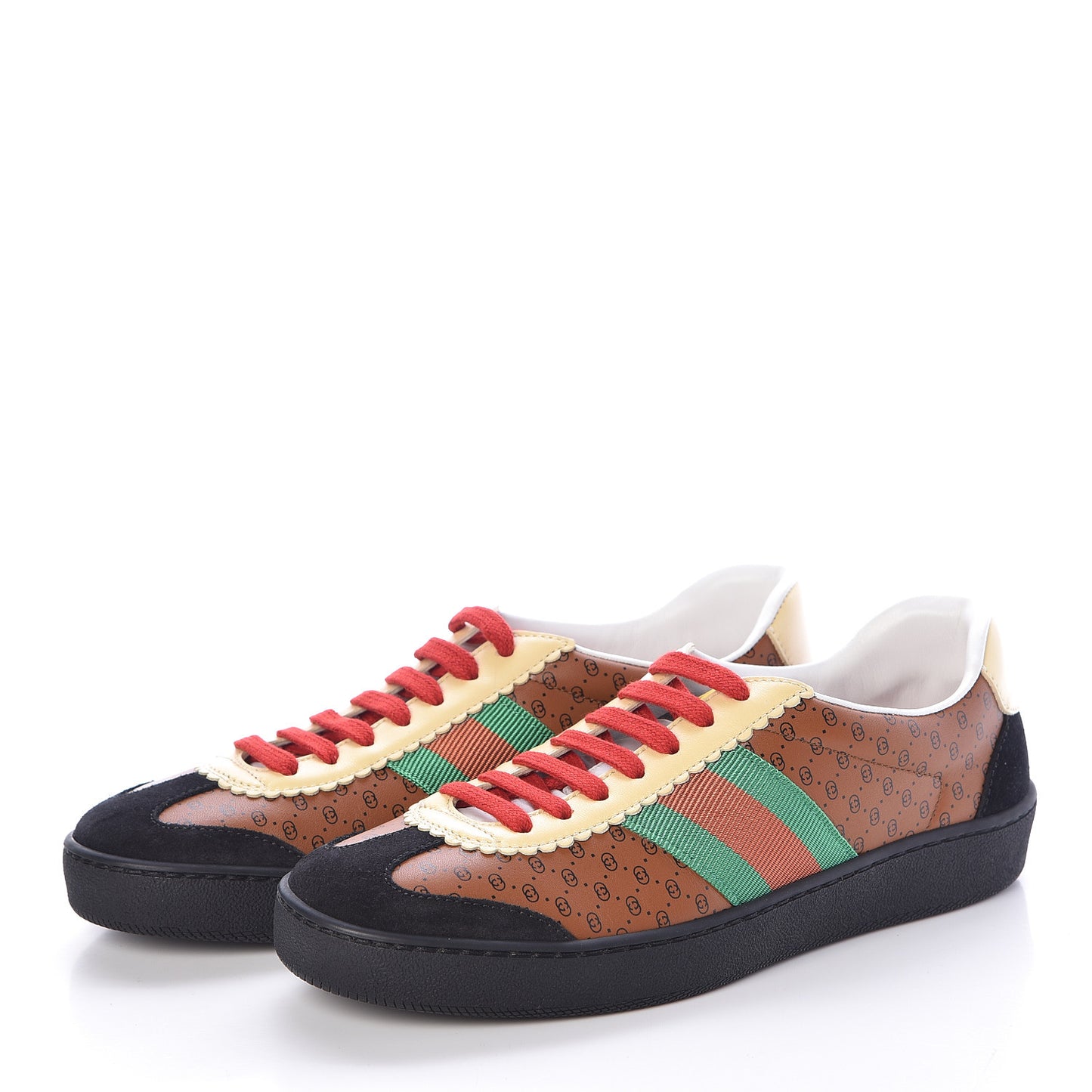 X DAPPER DAN Calfskin Suede GG Micro Monogram Womens G74 Sneakers 36.5 Black Cuir Burro