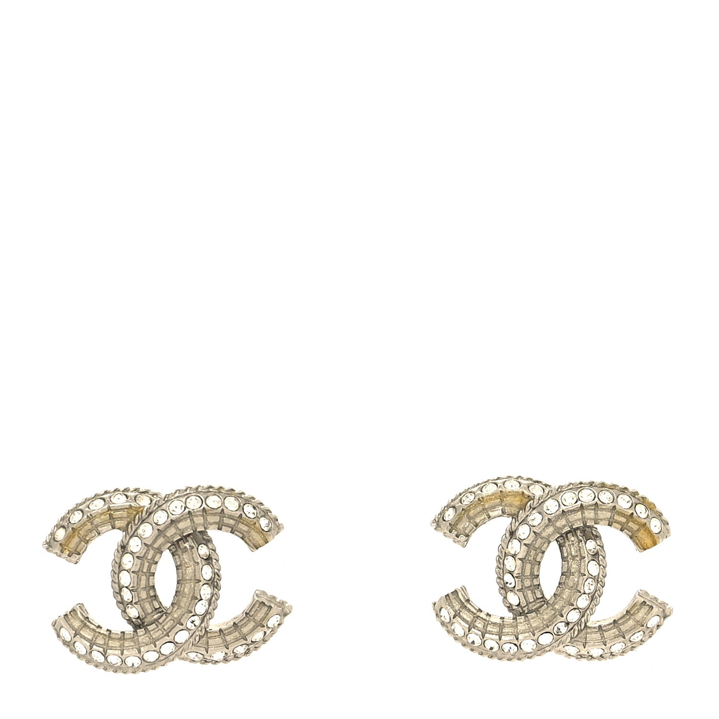 Baguette Crystal CC Earrings Silver