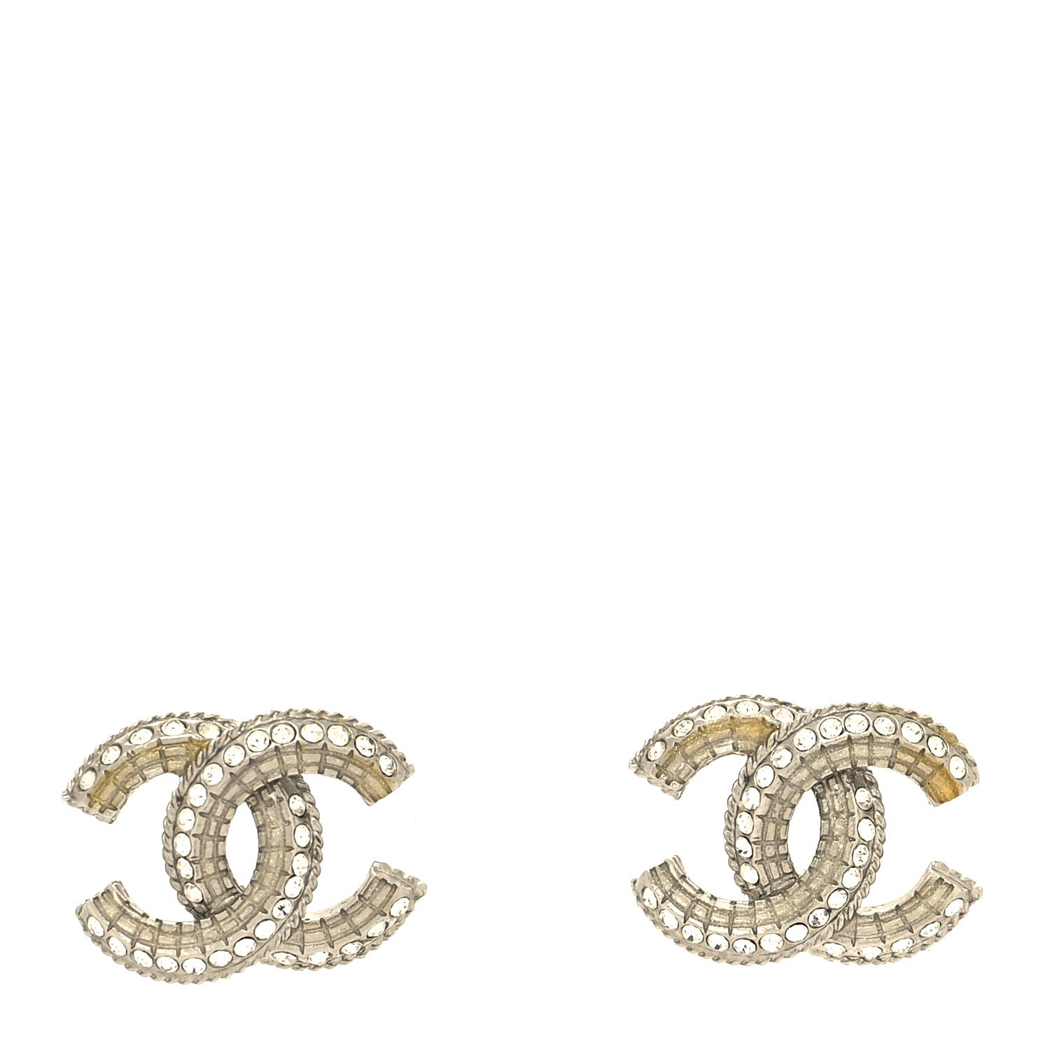 Chanel Baguette Crystal CC Earrings Silver 1 of 4