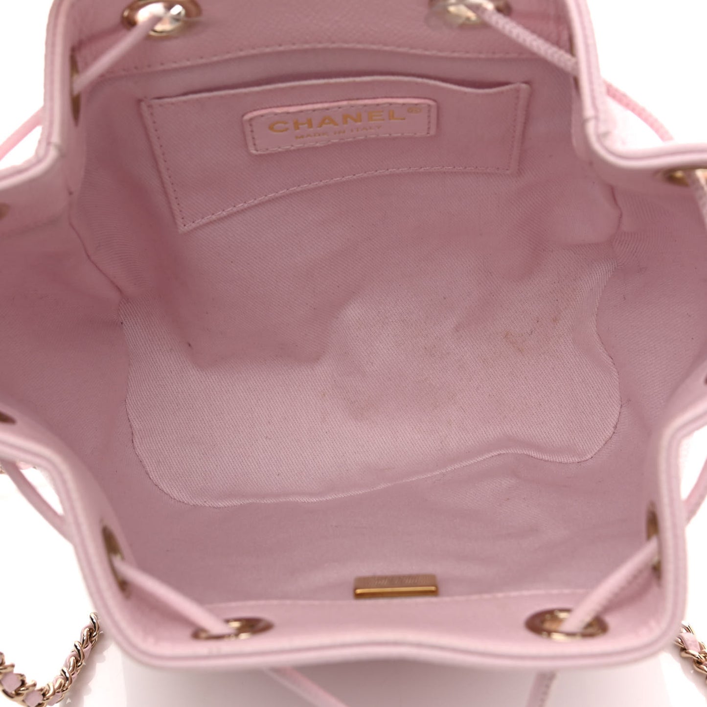 Caviar Quilted CC Pocket Bucket Bag Light Pink