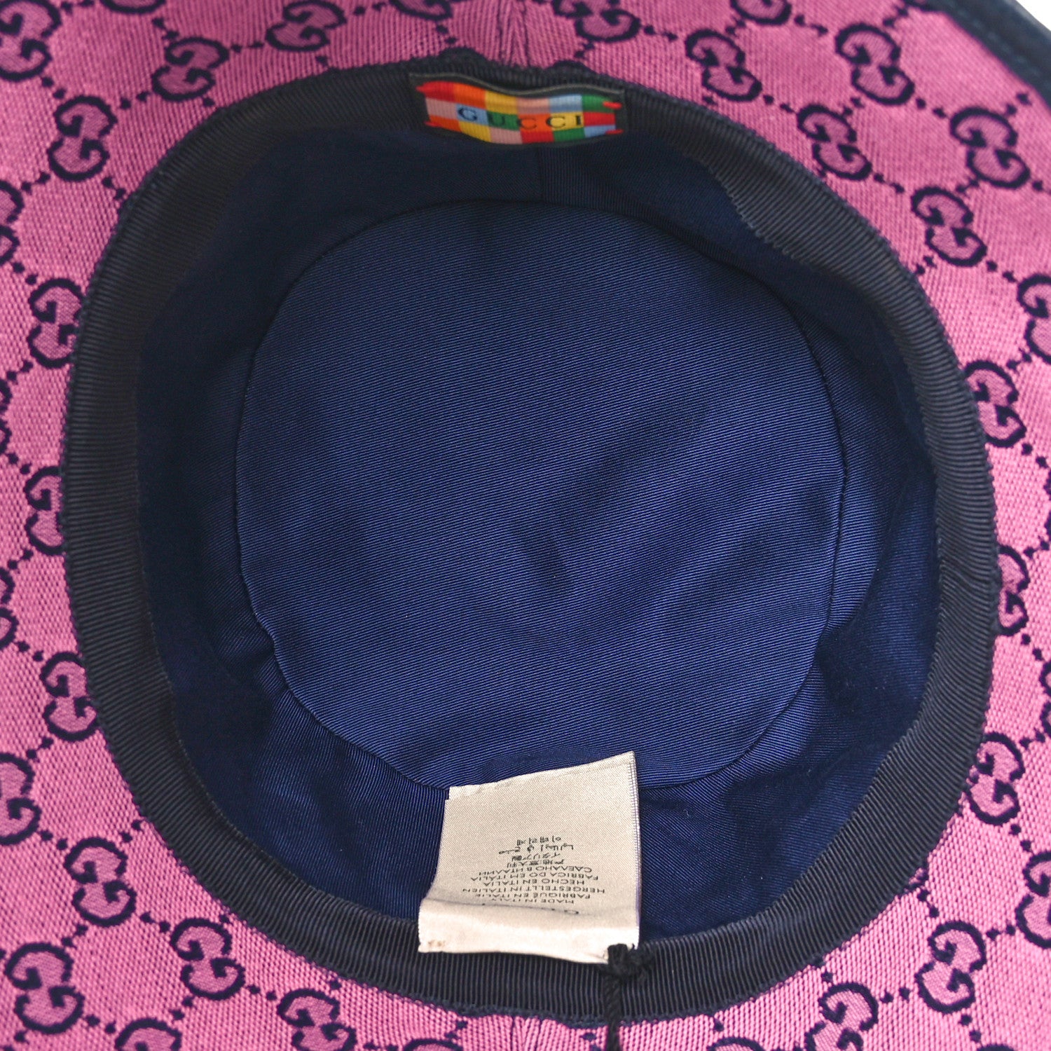 Gucci Monogram Multicolor New Sakai Calfskin Bob Malibu Bucket Hat L Parma Violet Blue 7 of 9