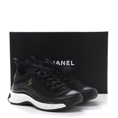 Chanel Velvet Calfskin Mixed Fibers CC Sneakers 36 Black 10 of 10