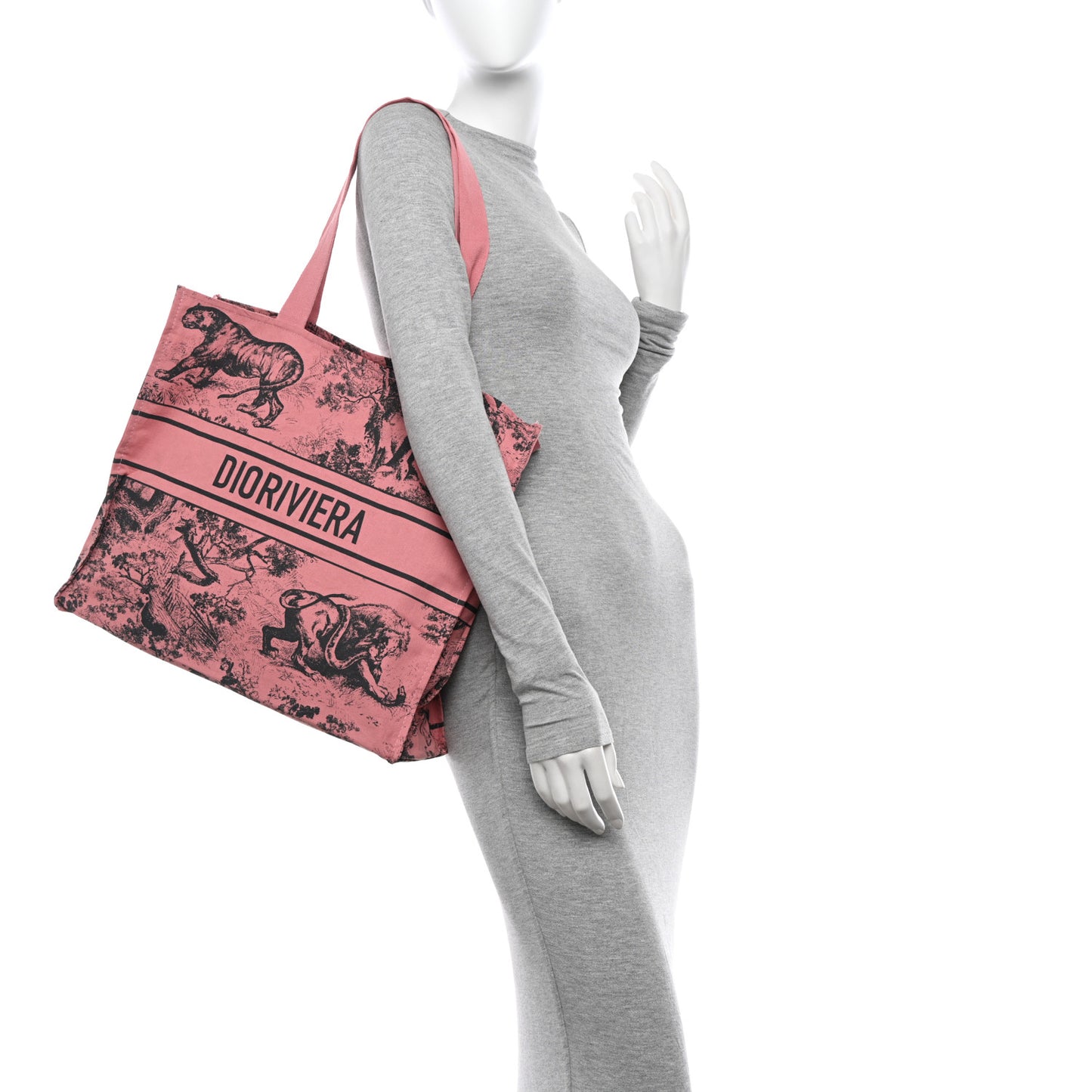 Canvas Dioriviera Tote Pink Grey