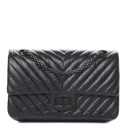 Chanel Aged Calfskin Chevron Quilted 2.55 Reissue 225 Flap So Black 1 of 17