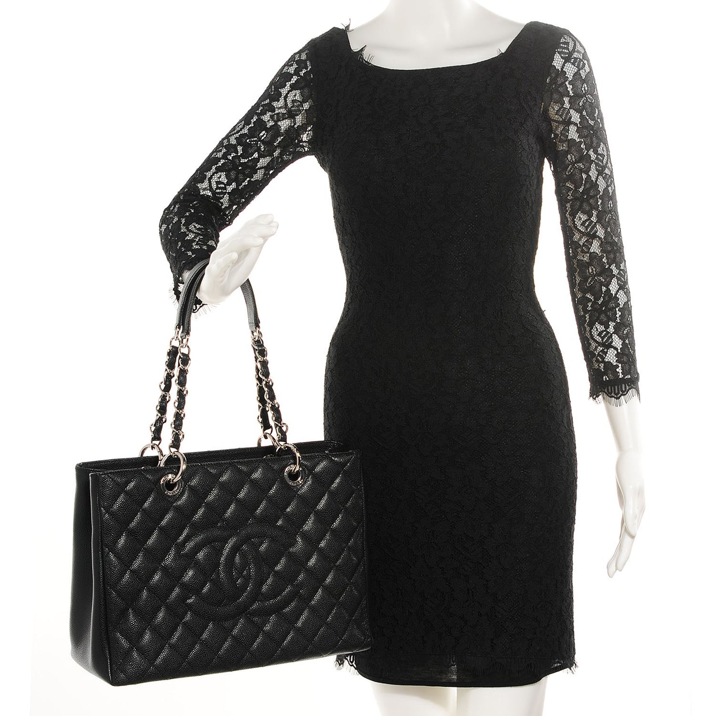 Caviar Quilted Grand Shopping Tote GST Black
