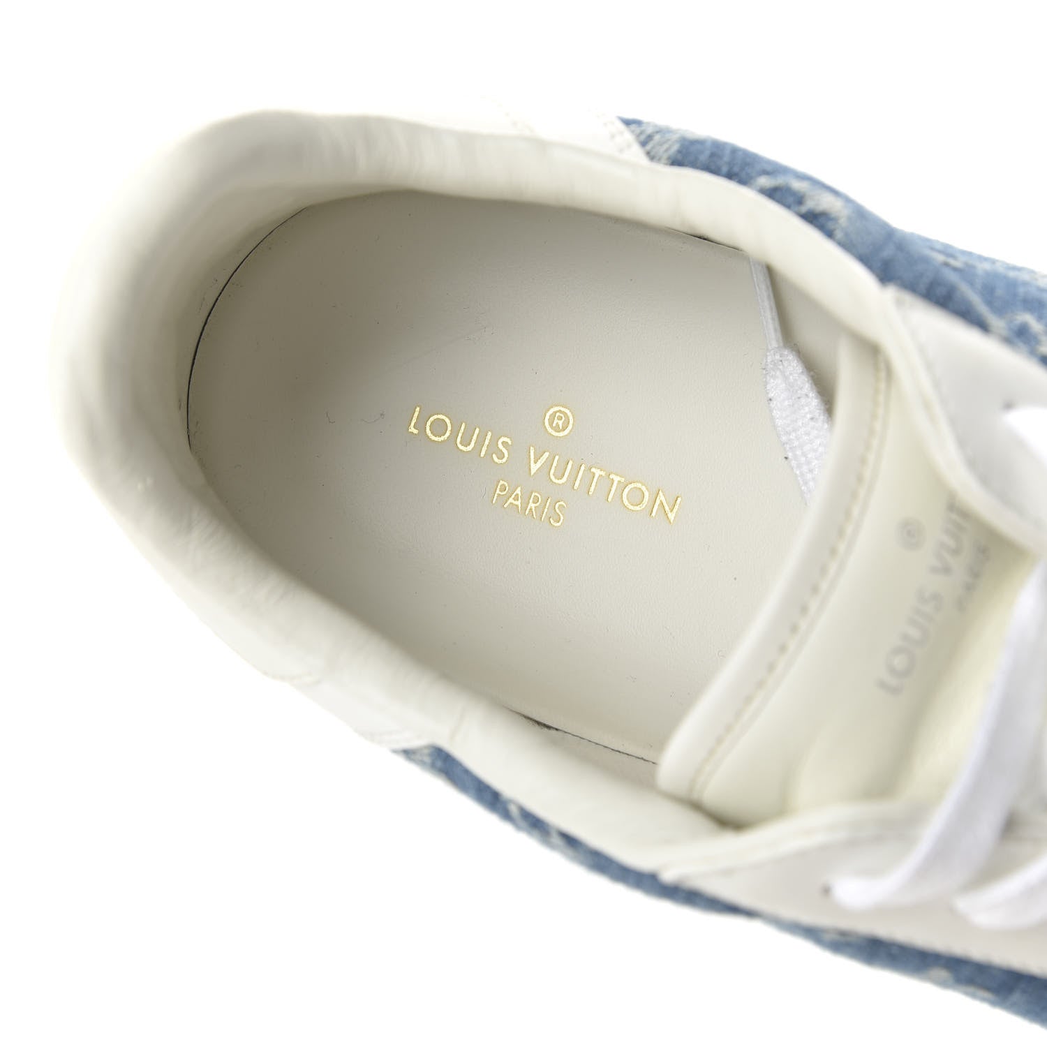 Louis Vuitton Calfskin Monogram Denim Rivoli Sneakers 11 White 7 of 8